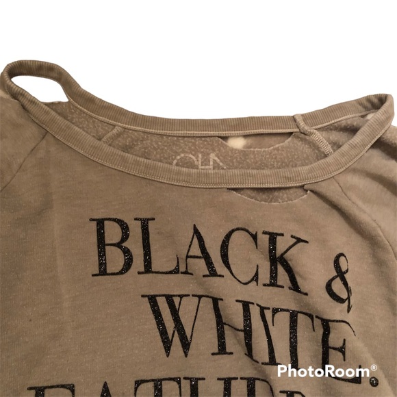 Black & White & Leather & Heels Distressed Sweatshirt - Picture 3 of 5